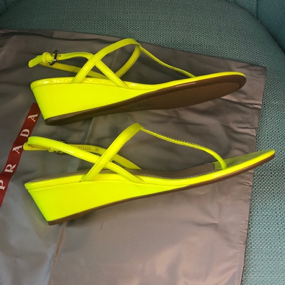 Prada Patent Leather Halter Demi Wedge Sandals - Picture 7 of 13